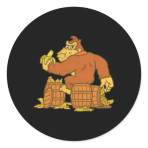 Donkey Kong Eating Bananas On Barrel Classic Round Sticker