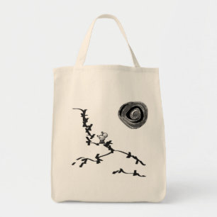 donkey looks at moon tote bag
