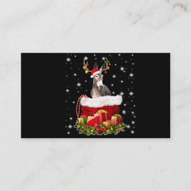 Donkey Lover Gift| Happy Donkey Merry Christmas Business Card (Front)