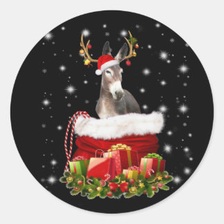 Donkey Lover Gift| Happy Donkey Merry Christmas Classic Round Sticker