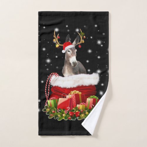 Donkey Lover Gift Happy Donkey Merry Christmas Hand Towel
