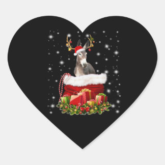 Donkey Lover Gift| Happy Donkey Merry Christmas Heart Sticker