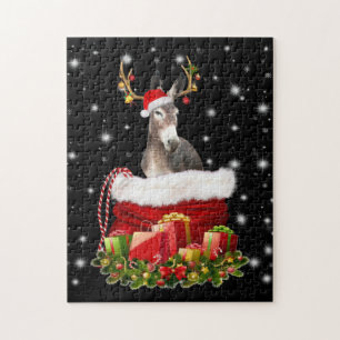 Donkey Lover Gift Happy Donkey Merry Christmas Jigsaw Puzzle