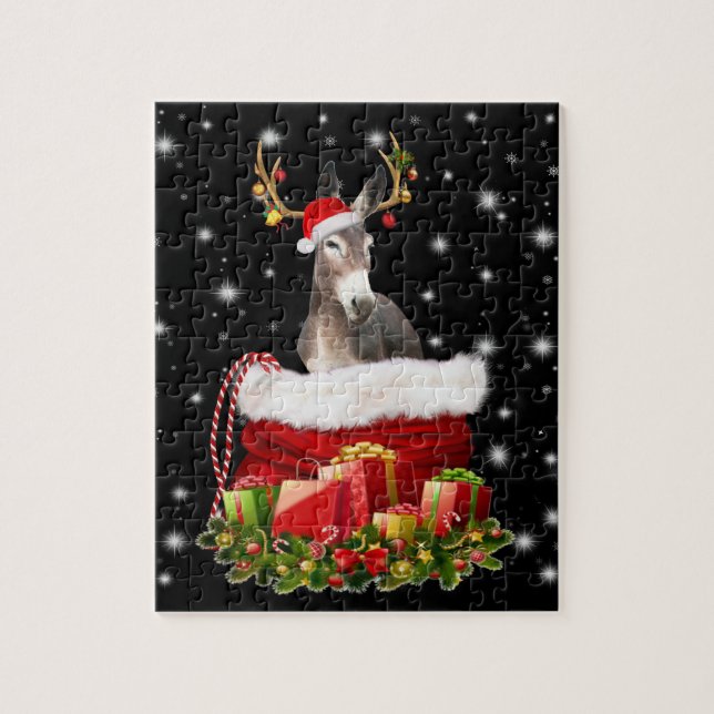Donkey Lover Gift| Happy Donkey Merry Christmas Jigsaw Puzzle (Vertical)