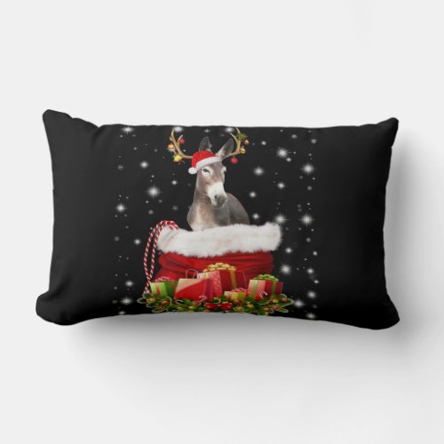 Donkey Lover Gift Happy Donkey Merry Christmas Lumbar Pillow