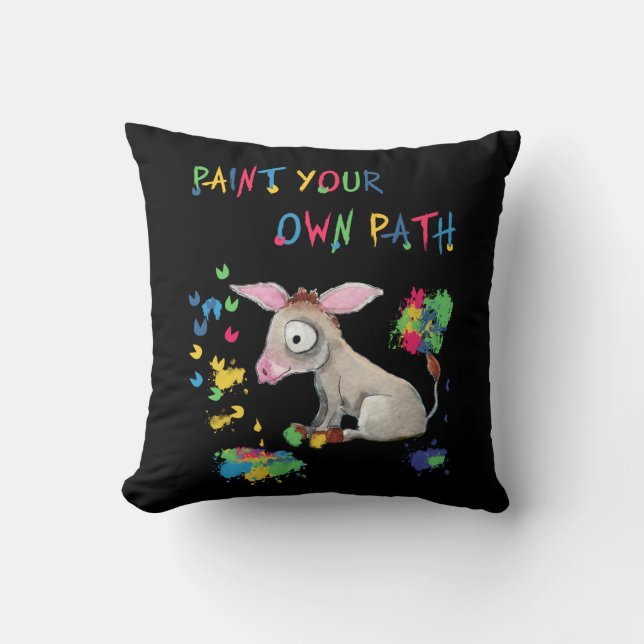 Donkey Lover Gift| Paint Your Own Path Throw Pillow (Front)
