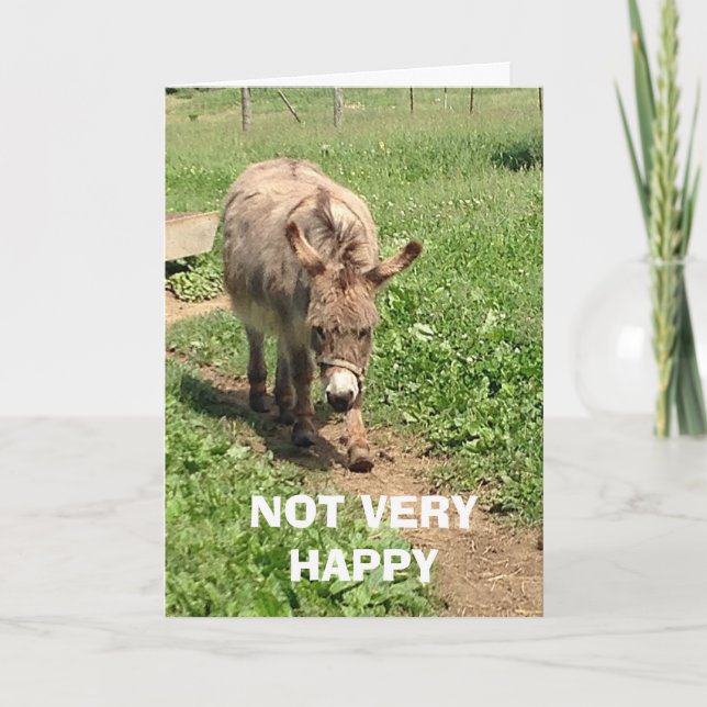 DONKEY NOT VERY HAPPY SAD/BLUE - LIFE WITHOUT YOU! CARD (Front)