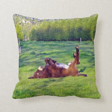 Donkey On Its Back Throw Pillow