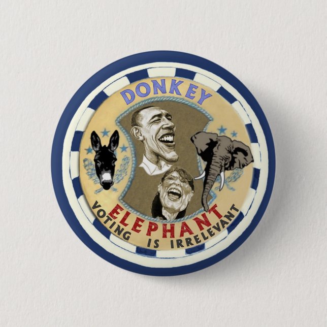 Donkey or Elephant Pinback Button (Front)