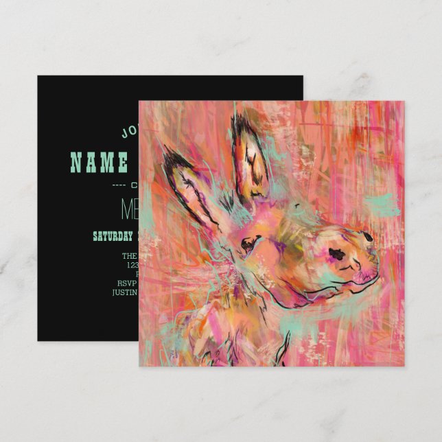 donkey painting invitation (Front/Back)
