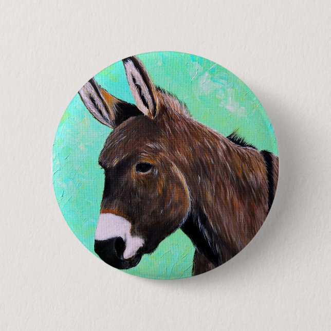 Donkey Painting Pinback Button (Front)