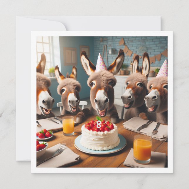 Donkey party animals, donkey birthday invitation (Front)