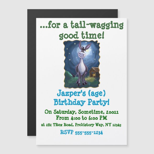 Donkey Party Center Magnetic Invitation (Front/Back)