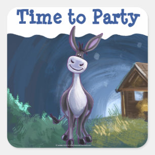 Donkey Party Center Square Sticker