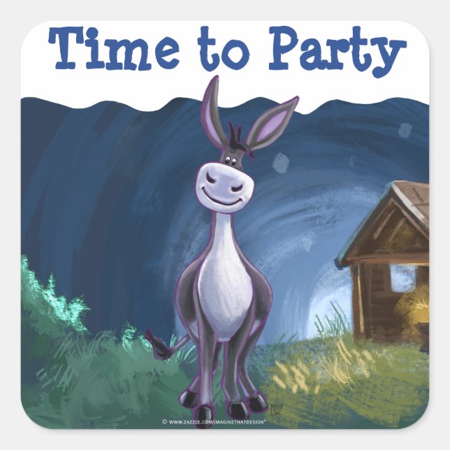 Donkey Party Center Square Sticker (Front)