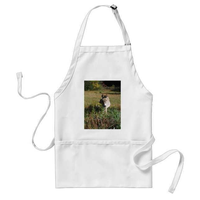 Donkey Picking Yellow Autumn Wildflowers Adult Apron (Front)