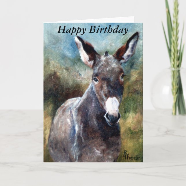 Donkey Portrait Birthday Card (Front)