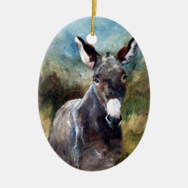 Donkey Portrait Ceramic Ornament (Front)