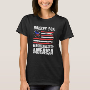 Donkey Pox The Disease Destroying America USA Flag T-Shirt