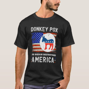 Donkey Pox The Disease Destroying America Usa Flag T-Shirt