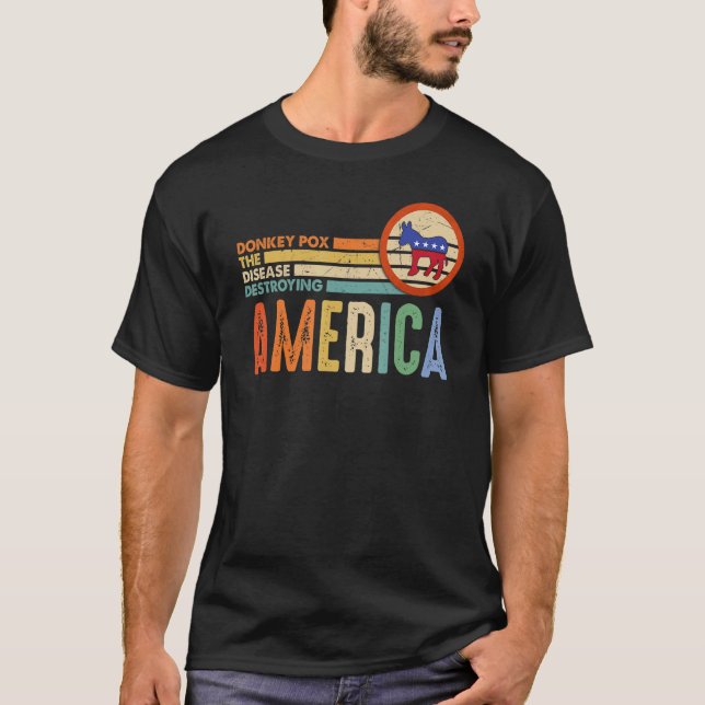 Donkey Pox The Disease Destroying America Usa Flag T-Shirt (Front)