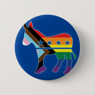 Donkey Progress Pride Flag Democratic Button