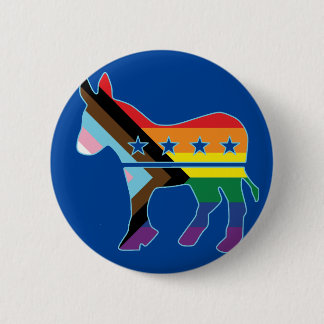 Donkey Progress Pride Flag Democratic Button