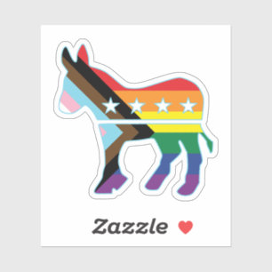 Donkey Progress Pride Flag Democratic Sticker