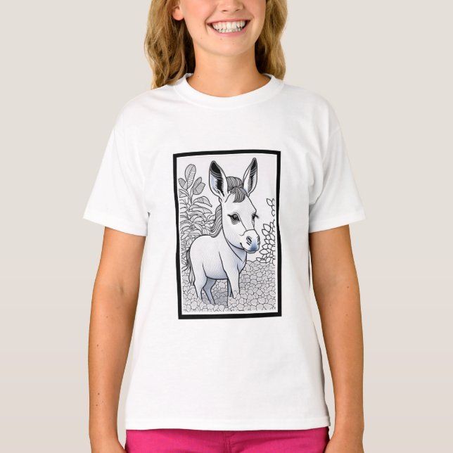 Donkey Puppy Dreams:Whimsical T-shirt Print Desig (Front)
