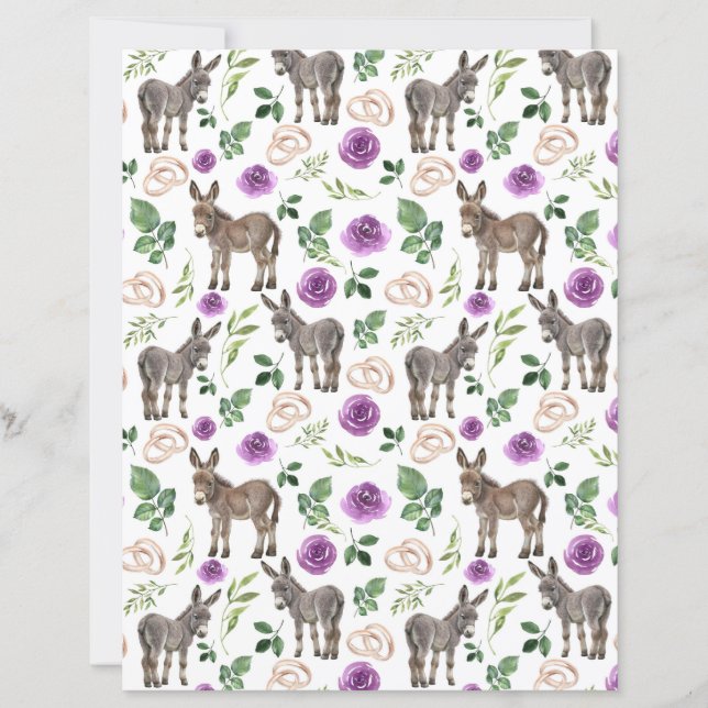 Donkey Purple Floral Wedding Scrapbook Paper (Front)