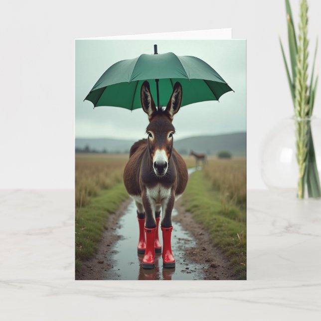 Donkey Rain Boots Funny Card (Front)