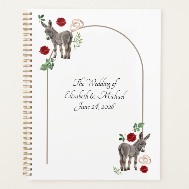 Donkey Red Floral Rustic Wedding Planner (Front)