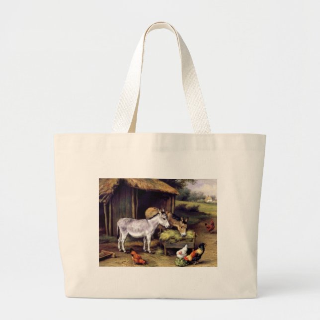 Donkey rooster farm large tote bag (Front)