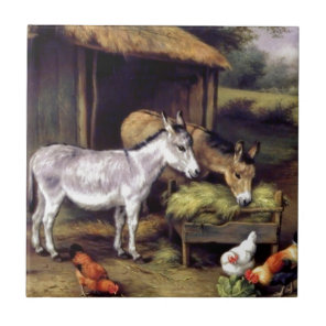 Donkey rooster farm tile