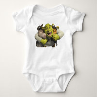 Donkey, Shrek, And Puss In Boots Baby Bodysuit