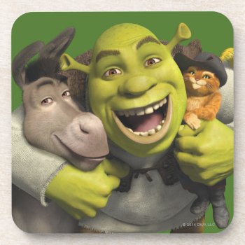 Donkey  Shrek  And Puss In Boots Coaster by ShrekStore at Zazzle