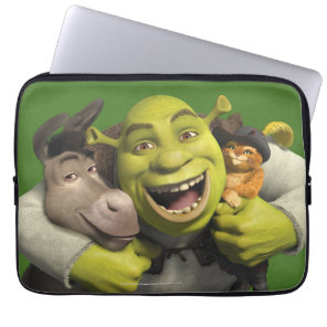 Donkey, Shrek, And Puss In Boots Laptop Sleeve