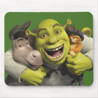 Donkey, Shrek, And Puss In Boots Mouse Pad