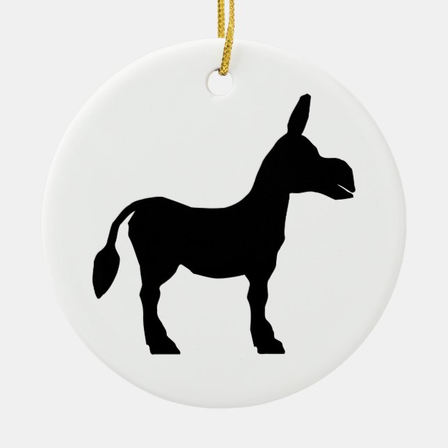 Donkey Silhouette Ceramic Ornament (Front)