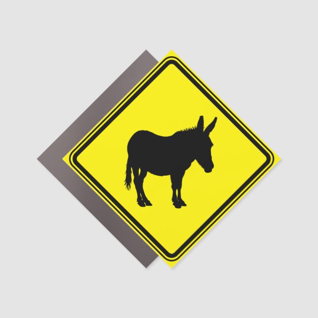Donkey Silhouette Donkey Clipart Animal Art Warnin Car Magnet (Front)