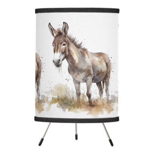 donkey standing in a meadow watercolor tripod lamp
