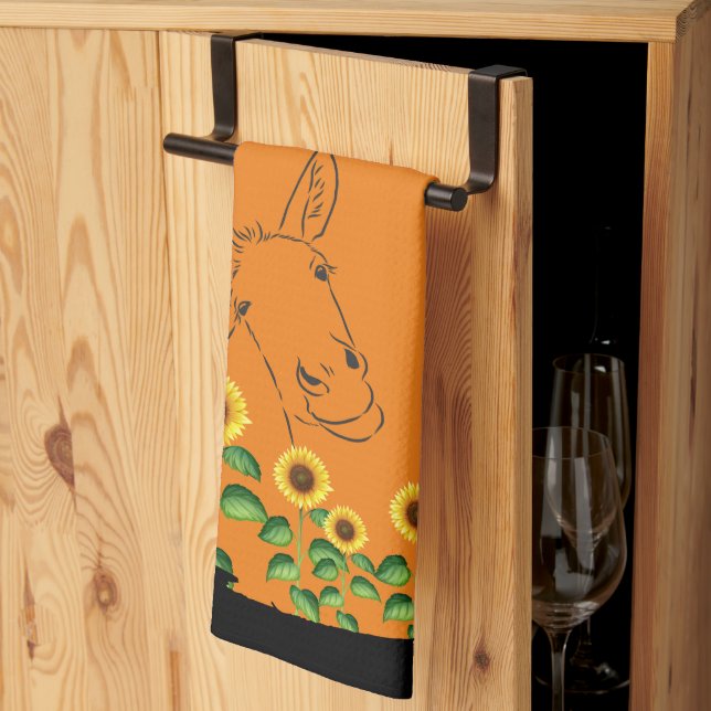 Donkey Sunflowers  Kitchen Towel (Thirds Fold)