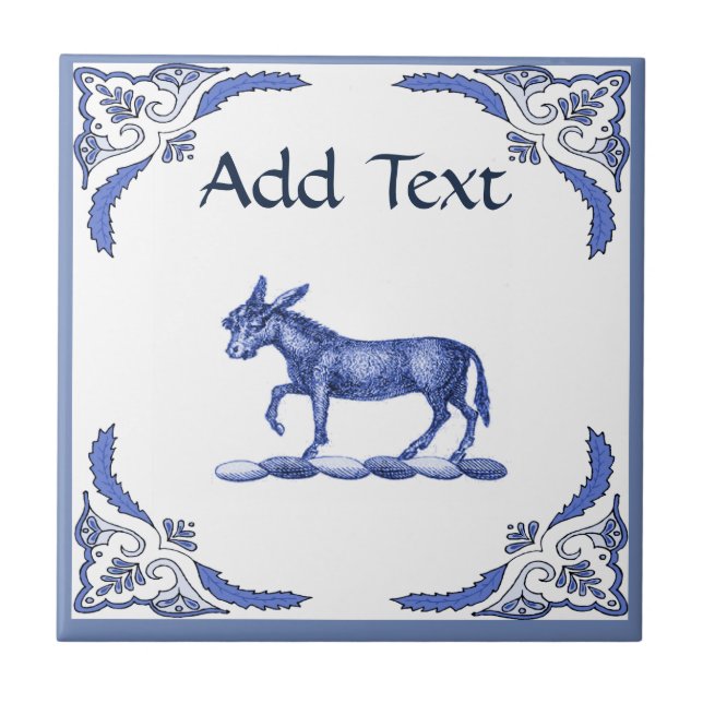 Donkey Tile, Dutch Look, Personalize Ceramic Tile (Front)