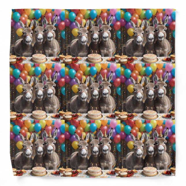 Donkey Triplets Celebrating Their Birthday, Bandana (Front)