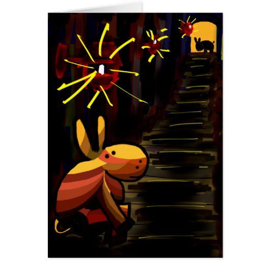 donkey under streetlight cards (Front)
