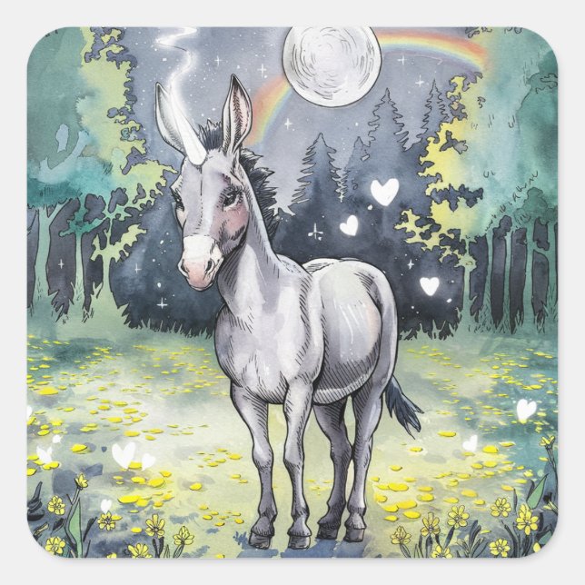 Donkey Unicorn Square Sticker (Front)