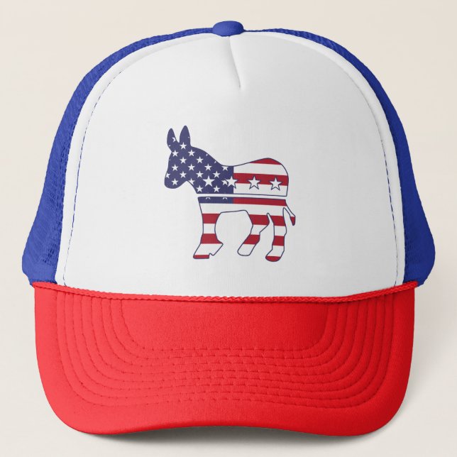 Donkey US Flag Democratic Trucker Hat (Front)