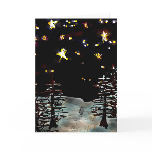 donkey walking through starry night holiday card
