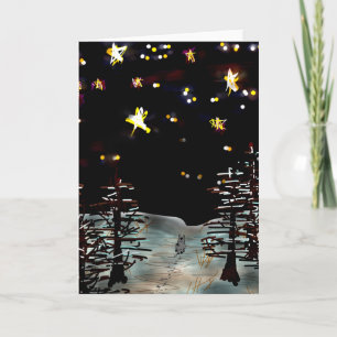 donkey walking through starry night holiday card