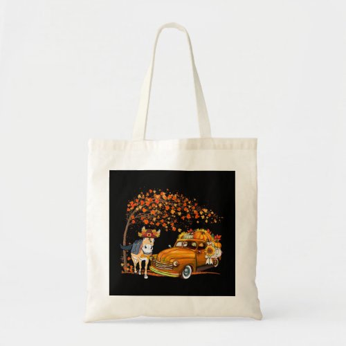 Donkey Wearing Hat Fall Tree Pickup Truck Carrying Tote Bag